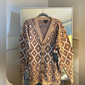 NEW ABBOTT ELEMENTARY Mens Super Soft Long Sleeve Diamond Cardigan L $69